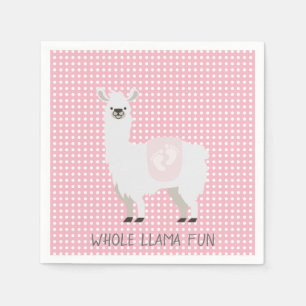 Pink & Off-White Gender Neutral Llama Baby Shower Napkin