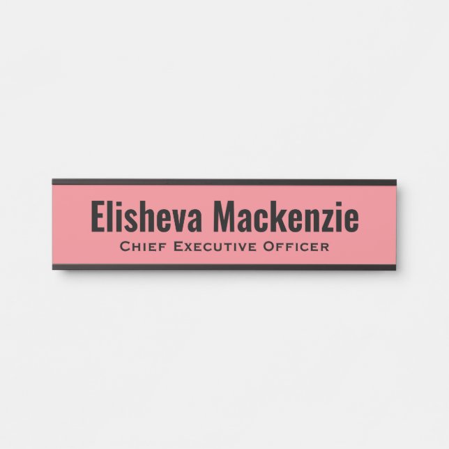 Pink Office Door Name Plate Sign  (Front)