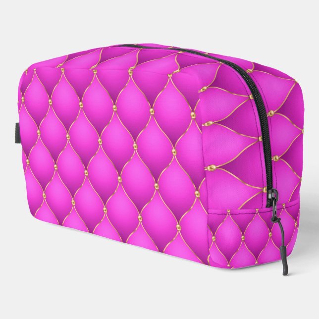 Pink Ogee Gold Diamonds Dopp Kit (Right Corner)