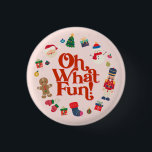 Pink Oh What Fun Christmas Birthday Favours 1 Inch Round Button<br><div class="desc">Oh What Fun! This pink Christmas collection is the perfect way to celebrate your little one's birthday in style during the magical holiday season! This printable template package is designed to make your child's winter birthday party unforgettable.</div>