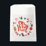Pink Oh What Fun Christmas Birthday Party Favours Favour Bag<br><div class="desc">Oh What Fun! This pink Christmas collection is the perfect way to celebrate your little one's birthday in style during the magical holiday season! This printable template package is designed to make your child's winter birthday party unforgettable. ★ If you need coordinating décor, please check my matching collection. If you...</div>