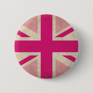Pink Old Union Jack  Button Badge