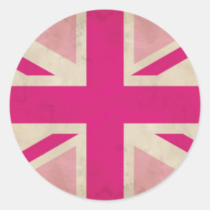 Pink Old Union Jack Stickers