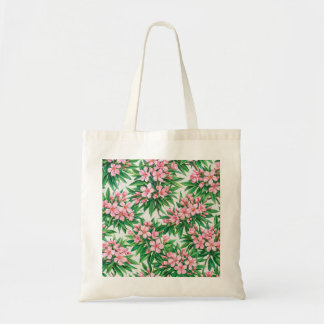 Pink Oleander Floral Botanical Pattern Tote Bag