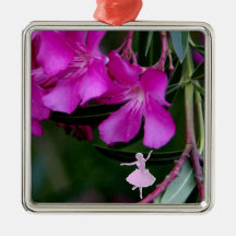 Pink Oleander Shadow Fairy Metal Ornament