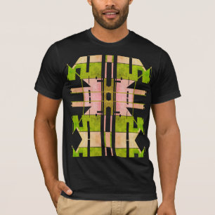 Pink Olive Beige Geometric Tribal Art Large Tiles T-Shirt