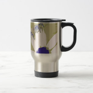 Pink Olive Green Daisy Floral Art Travel Mug
