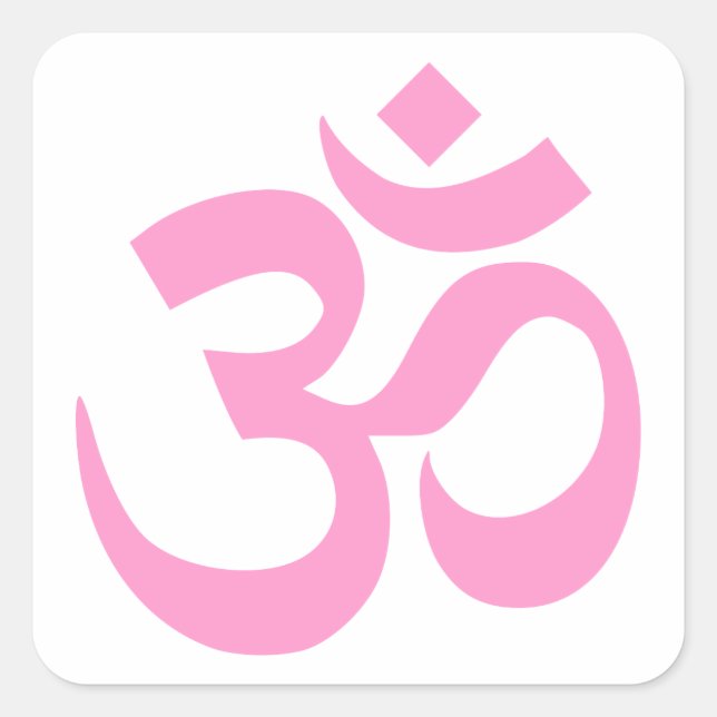 Pink Om Symbol Square Sticker (Front)
