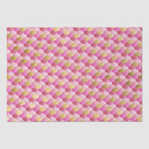 Pink Ombre and Gold Foil Shimmer Mermaid Scales Tissue Paper