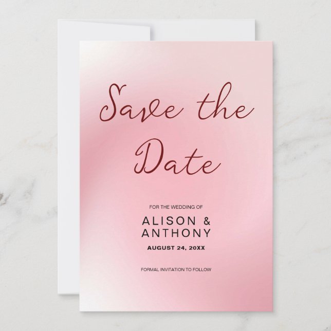 Pink Ombre Background Save The Date (Front)