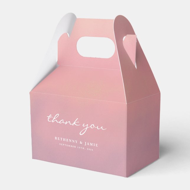 Pink Ombre Boho Minimalist Wedding Favour Box (Front Side)