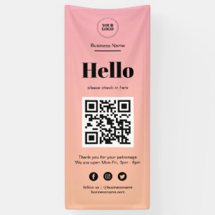 Pink Ombre Business Covid QR Code Check-In  Banner