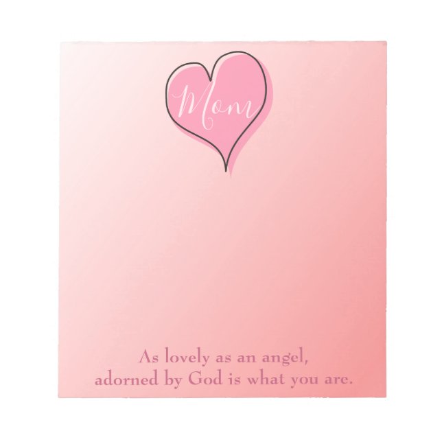 Pink Ombre Charming heart mom Notepad (Front)