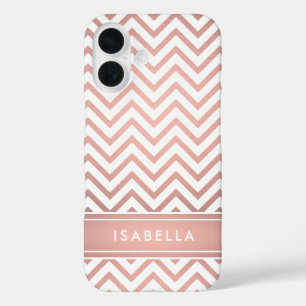 Pink Ombre Chevron Pattern Simple Modern Monogram iPhone 16 Case