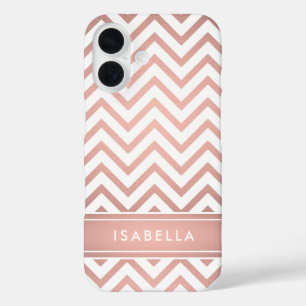 Pink Ombre Chevron Pattern Simple Modern Monogram iPhone 16 Case
