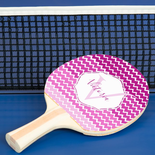 Pink Ombre Chevron Personalized Ping Pong Paddle (Insitu)