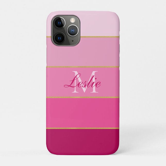 Pink Ombre Colour Block Personalized  Case-Mate iPhone Case (Back)