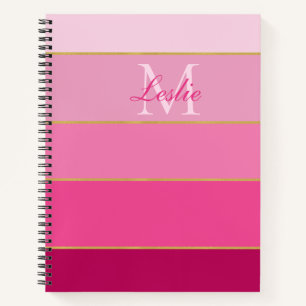 Pink Ombre Colour Block Personalized Notebook