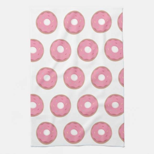 Pink Ombre Doughnuts Doughnut Sprinkles Bakery Kitchen Towel (Vertical)