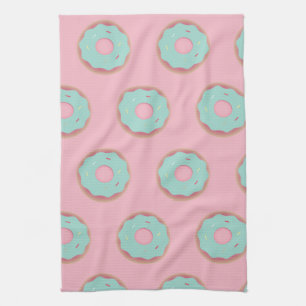 Pink Ombre Doughnuts Teal Doughnut Sprinkles Baker Kitchen Towel