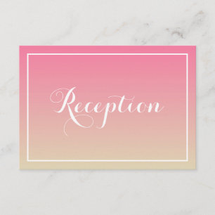 Pink Ombre Elegant Script Reception Card