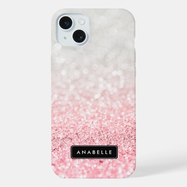 Pink Ombre Glitter and Bokeh Pattern iPhone Case (Back)