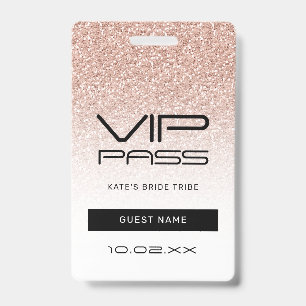 Pink Ombre Glitter Bachelorette VIP Pass Lanyard Badge