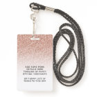 Pink Ombre Glitter Bachelorette VIP Pass Lanyard