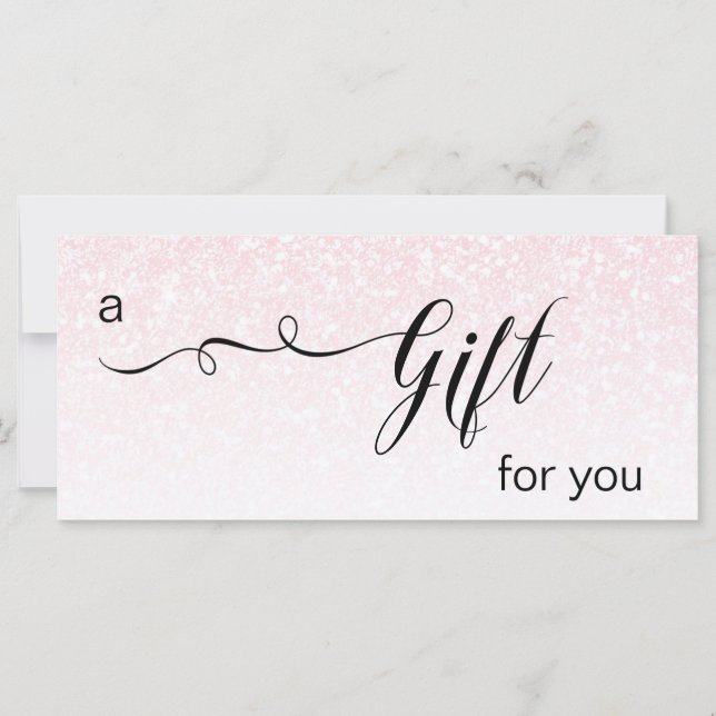 *~* Pink Ombre Glitter Trendy Pastel Gift Card (Front)