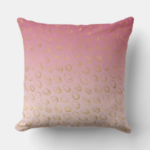 Pink Ombre Gold Chic Circles Throw Pillow