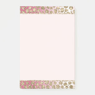 Pink Ombre Gold Glitter Glitz Leopard Print Post-it Notes