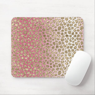 Pink Ombre Gold Glitter Glitzy Leopard Print Mouse Pad