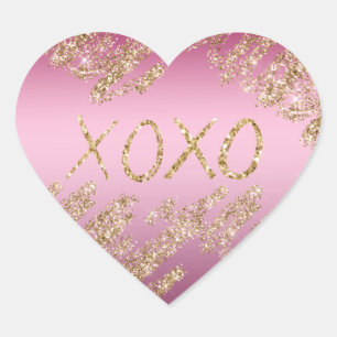 Pink Ombre Gold Glitter Heart Sticker