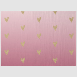 Pink Ombre Gold Glitter Heart Tissue Paper