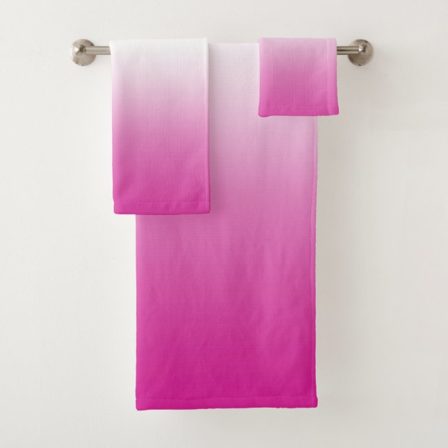 Pink Ombre Gradient Colour Bath Towel Set (Insitu)