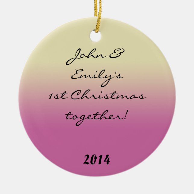 Pink Ombre Gradient Fad Personalized Name Ornament (Front)