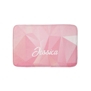 Pink ombre gradient geometric pattern bath mat
