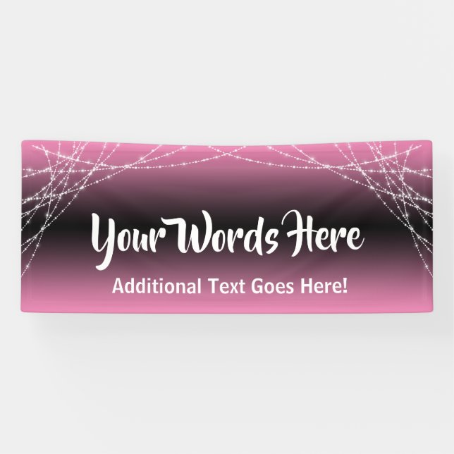 Pink Ombre Light Strings Add Your Own Text Banner (Horizontal)