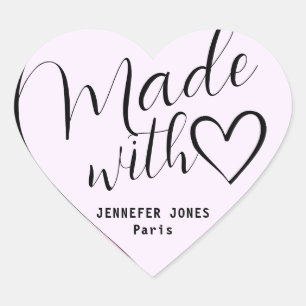 Pink Ombre Made with Love Calligraphy Lettering Heart Sticker
