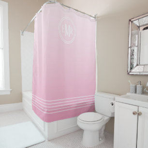 Pink Ombre Monogramme rideau de douche