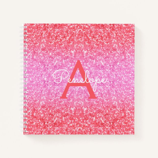 Pink Ombre Parties scintillant et carnet de croqui (Devant)