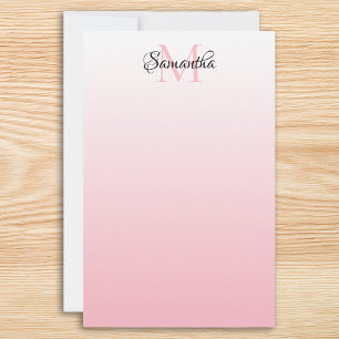 Pink Ombre Personalized Chic Monogram Stationery