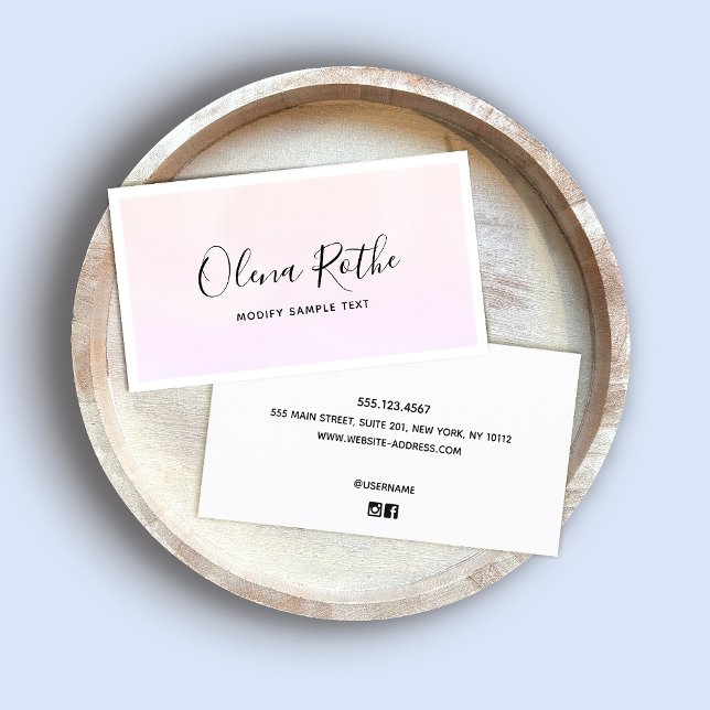 Pink Ombre Signature Script Professional  Calling Card (Creator Uploaded)