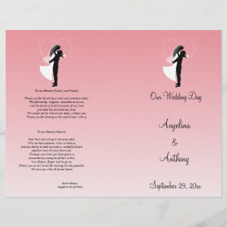 Pink Ombre Silhouette Formal Wedding Program