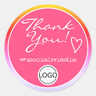 Pink Ombre Thank You Labels Circle Logo Template