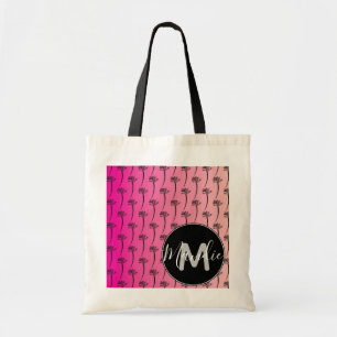 Pink Ombre Tropical Palm Tree Name Library Books Tote Bag