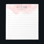 Pink Ombre Watercolor To-Do List Notepad<br><div class="desc">Keep track of your to-do list with this personalized notepad. The design features a pink ombre watercolor at the top,  a customizable header that reads "Get it Done",  beneath you can add your name and 12 lines to add your tasks and check them off.</div>