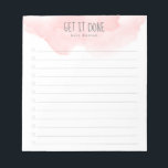 Pink Ombre Watercolor To-Do List Notepad<br><div class="desc">Keep track of your to-do list with this personalized notepad. The design features a pink ombre watercolor at the top,  a customizable header that reads "Get it Done",  beneath you can add your name and 12 lines to add your tasks and check them off.</div>