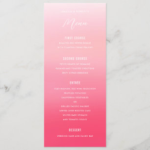 Pink Ombre Watercolor Wedding Menu
