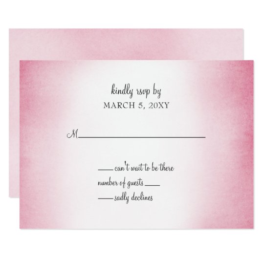 pink ombre wedding invitation rsvp